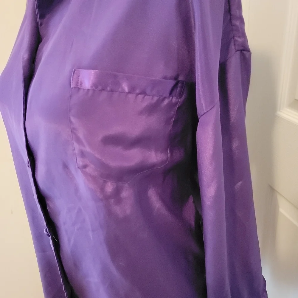 Victoria's Secret Purple Oversized Satin Sleep Shirt Size S - Picture 4 of 6